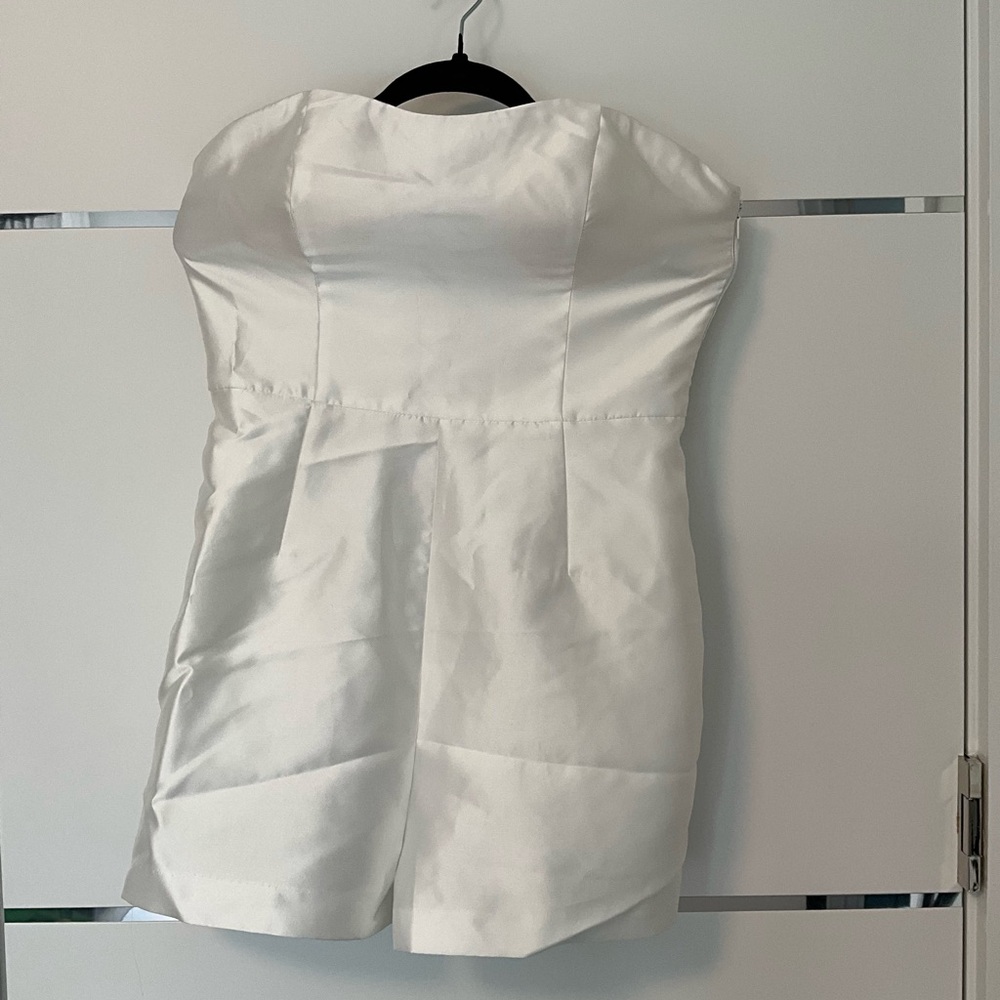 Strapless White Satin Romper